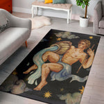 Watercolor Aquarius Zodiac Sign Print Area Rug