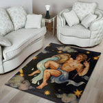 Watercolor Aquarius Zodiac Sign Print Area Rug