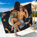 Watercolor Aquarius Zodiac Sign Print Beach Sarong Wrap