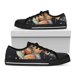 Watercolor Aquarius Zodiac Sign Print Black Low Top Shoes 