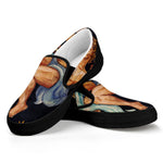 Watercolor Aquarius Zodiac Sign Print Black Slip On Shoes