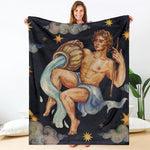 Watercolor Aquarius Zodiac Sign Print Blanket
