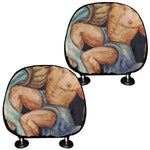 Watercolor Aquarius Zodiac Sign Print Car Headrest Covers