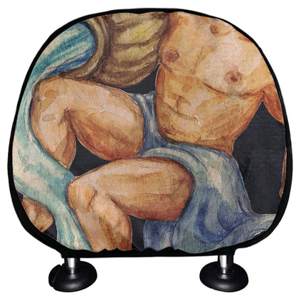 Watercolor Aquarius Zodiac Sign Print Car Headrest Covers