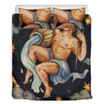 Watercolor Aquarius Zodiac Sign Print Duvet Cover Bedding Set