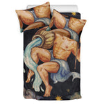 Watercolor Aquarius Zodiac Sign Print Duvet Cover Bedding Set