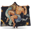 Watercolor Aquarius Zodiac Sign Print Hooded Blanket