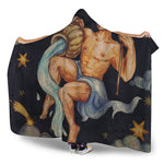 Watercolor Aquarius Zodiac Sign Print Hooded Blanket