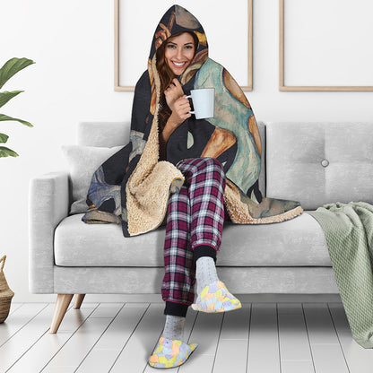 Watercolor Aquarius Zodiac Sign Print Hooded Blanket