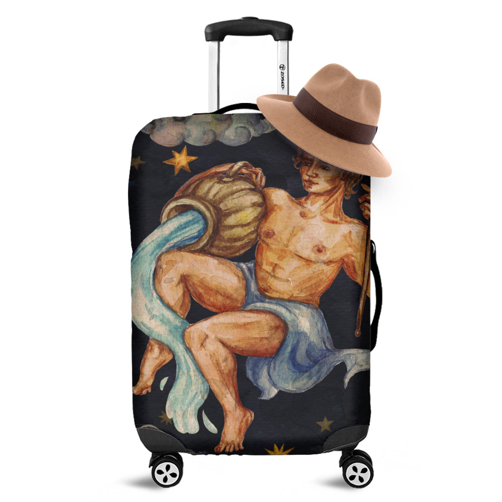 Watercolor Aquarius Zodiac Sign Print Luggage Cover