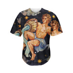 Watercolor Aquarius Zodiac Sign Print Men's Baseball Jersey