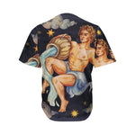 Watercolor Aquarius Zodiac Sign Print Men's Baseball Jersey