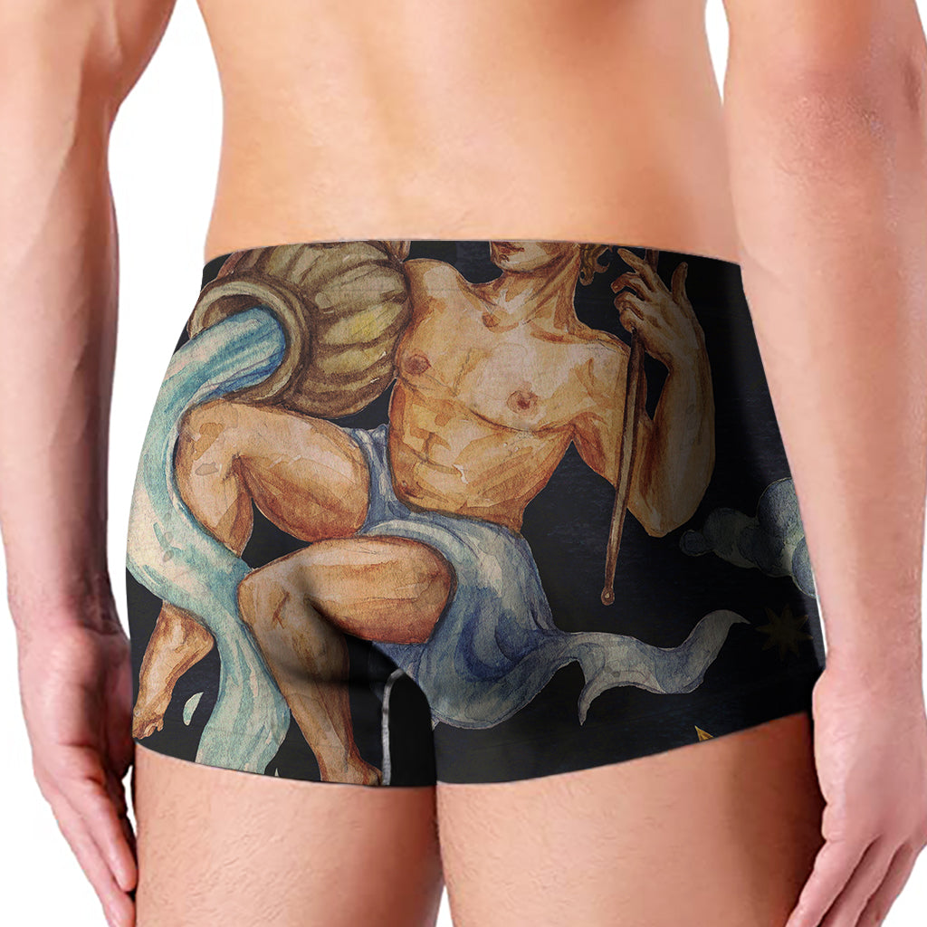 Watercolor Aquarius Zodiac Sign Print Men's Boxer Briefs