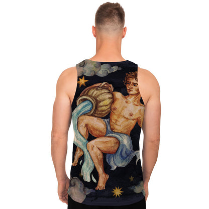 Watercolor Aquarius Zodiac Sign Print Men's Tank Top