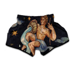 Watercolor Aquarius Zodiac Sign Print Muay Thai Boxing Shorts