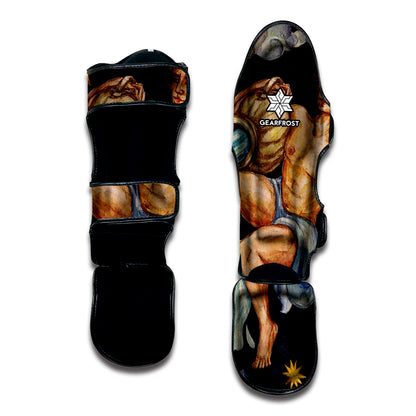 Watercolor Aquarius Zodiac Sign Print Muay Thai Shin Guard