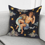 Watercolor Aquarius Zodiac Sign Print Pillow Cover