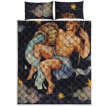 Watercolor Aquarius Zodiac Sign Print Quilt Bed Set