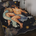 Watercolor Aquarius Zodiac Sign Print Quilt Bed Set