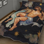 Watercolor Aquarius Zodiac Sign Print Quilt Bed Set