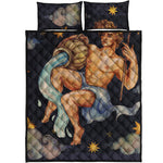 Watercolor Aquarius Zodiac Sign Print Quilt Bed Set