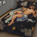 Watercolor Aquarius Zodiac Sign Print Quilt Bed Set