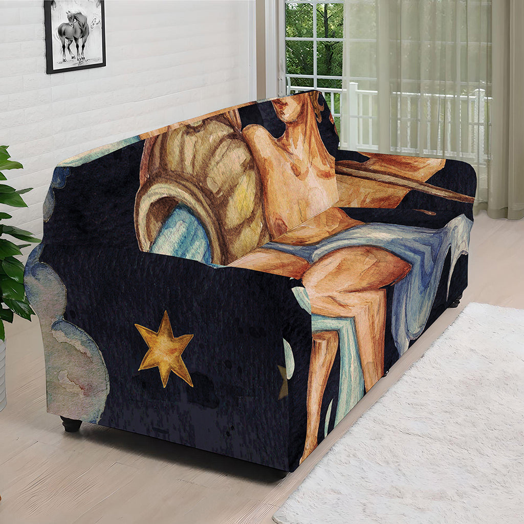 Watercolor Aquarius Zodiac Sign Print Sofa Cover