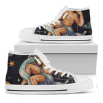 Watercolor Aquarius Zodiac Sign Print White High Top Shoes