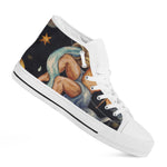 Watercolor Aquarius Zodiac Sign Print White High Top Shoes