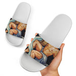 Watercolor Aquarius Zodiac Sign Print White Slide Sandals