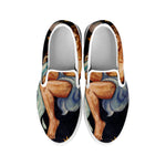 Watercolor Aquarius Zodiac Sign Print White Slip On Shoes