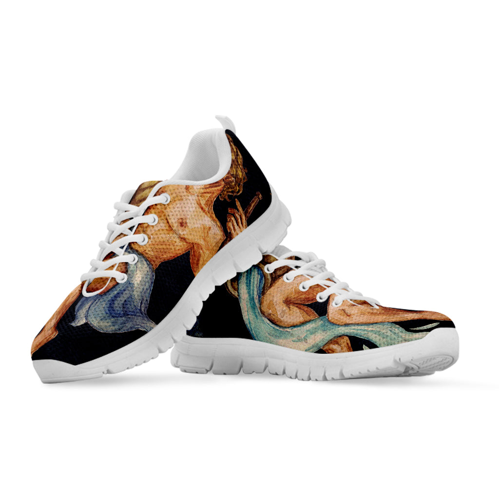 Watercolor Aquarius Zodiac Sign Print White Sneakers