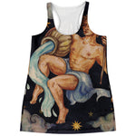 Watercolor Aquarius Zodiac Sign Print Women's Racerback Tank Top