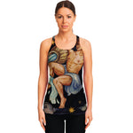 Watercolor Aquarius Zodiac Sign Print Women's Racerback Tank Top