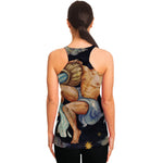 Watercolor Aquarius Zodiac Sign Print Women's Racerback Tank Top