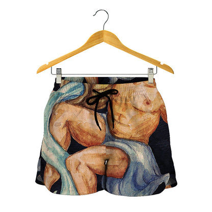 Watercolor Aquarius Zodiac Sign Print Women's Shorts