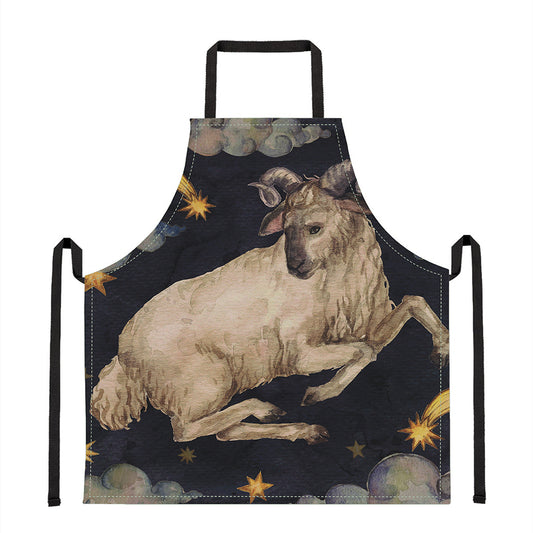 Watercolor Aries Zodiac Sign Print Apron