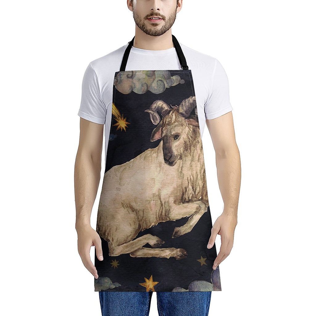 Watercolor Aries Zodiac Sign Print Apron