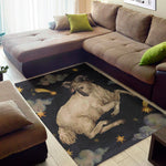 Watercolor Aries Zodiac Sign Print Area Rug