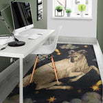 Watercolor Aries Zodiac Sign Print Area Rug