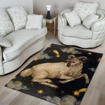 Watercolor Aries Zodiac Sign Print Area Rug