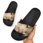 Watercolor Aries Zodiac Sign Print Black Slide Sandals