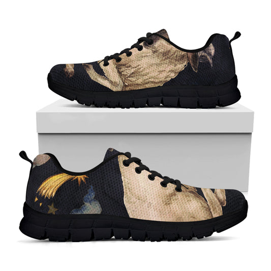 Watercolor Aries Zodiac Sign Print Black Sneakers