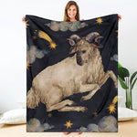 Watercolor Aries Zodiac Sign Print Blanket