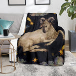 Watercolor Aries Zodiac Sign Print Blanket