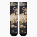 Watercolor Aries Zodiac Sign Print Crew Socks