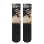 Watercolor Aries Zodiac Sign Print Crew Socks