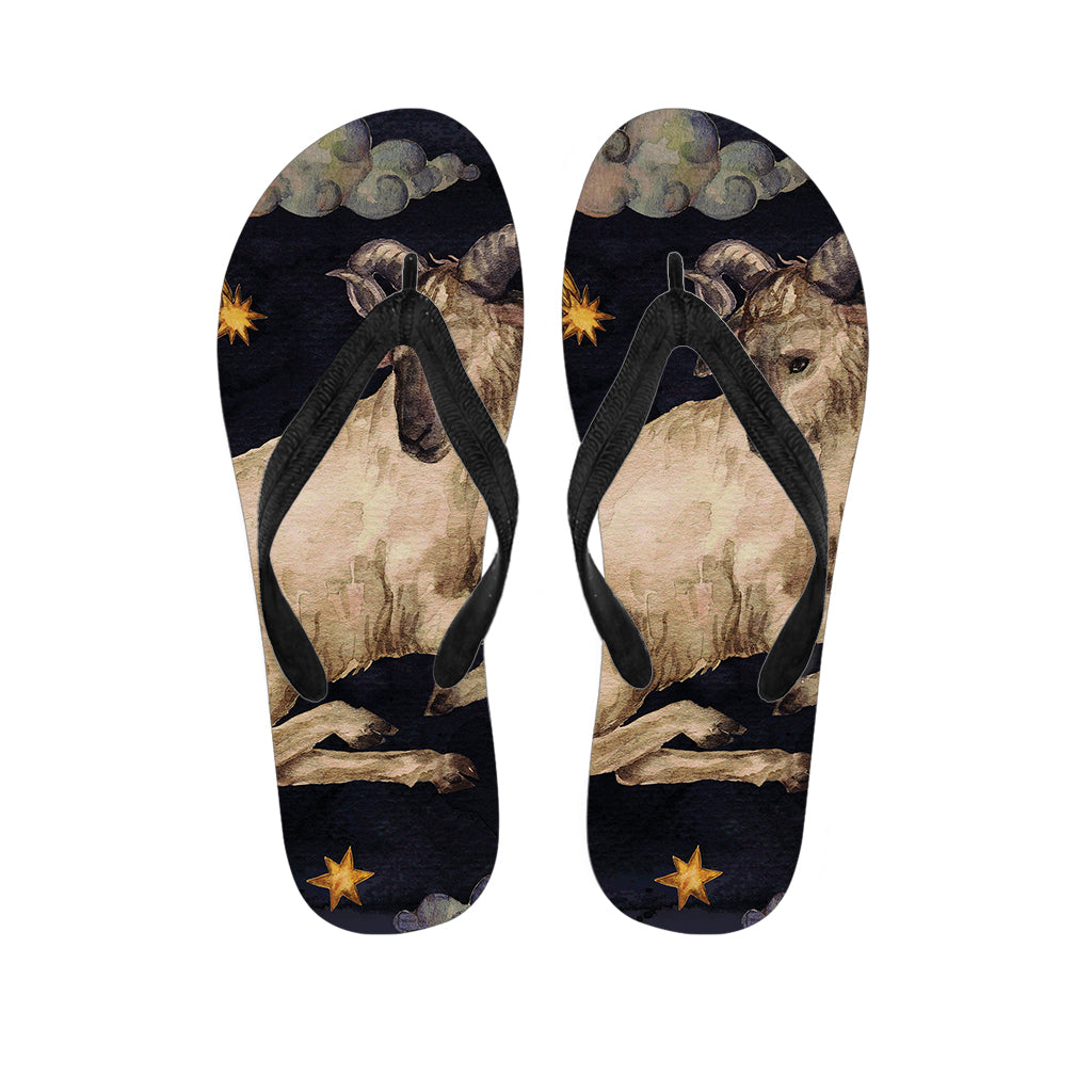 Watercolor Aries Zodiac Sign Print Flip Flops