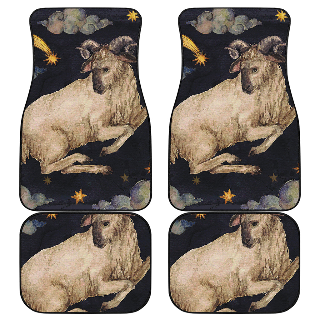 Watercolor Aries Zodiac Sign Print Front and Back Car Floor Mats