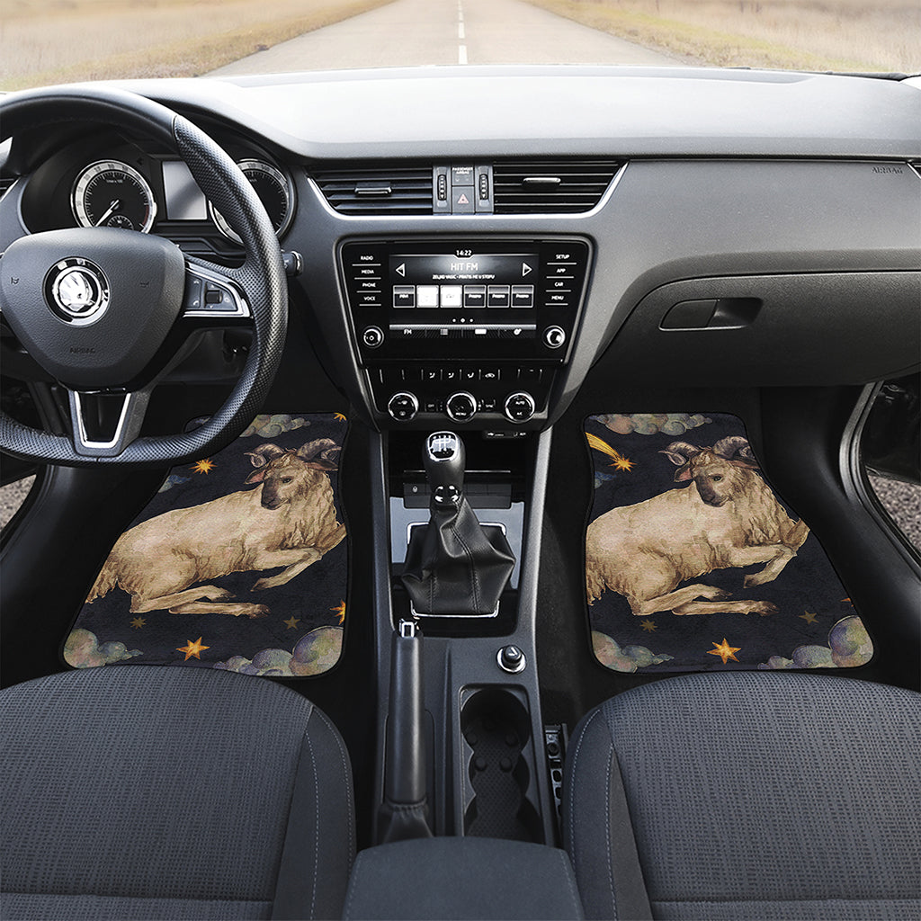 Watercolor Aries Zodiac Sign Print Front and Back Car Floor Mats